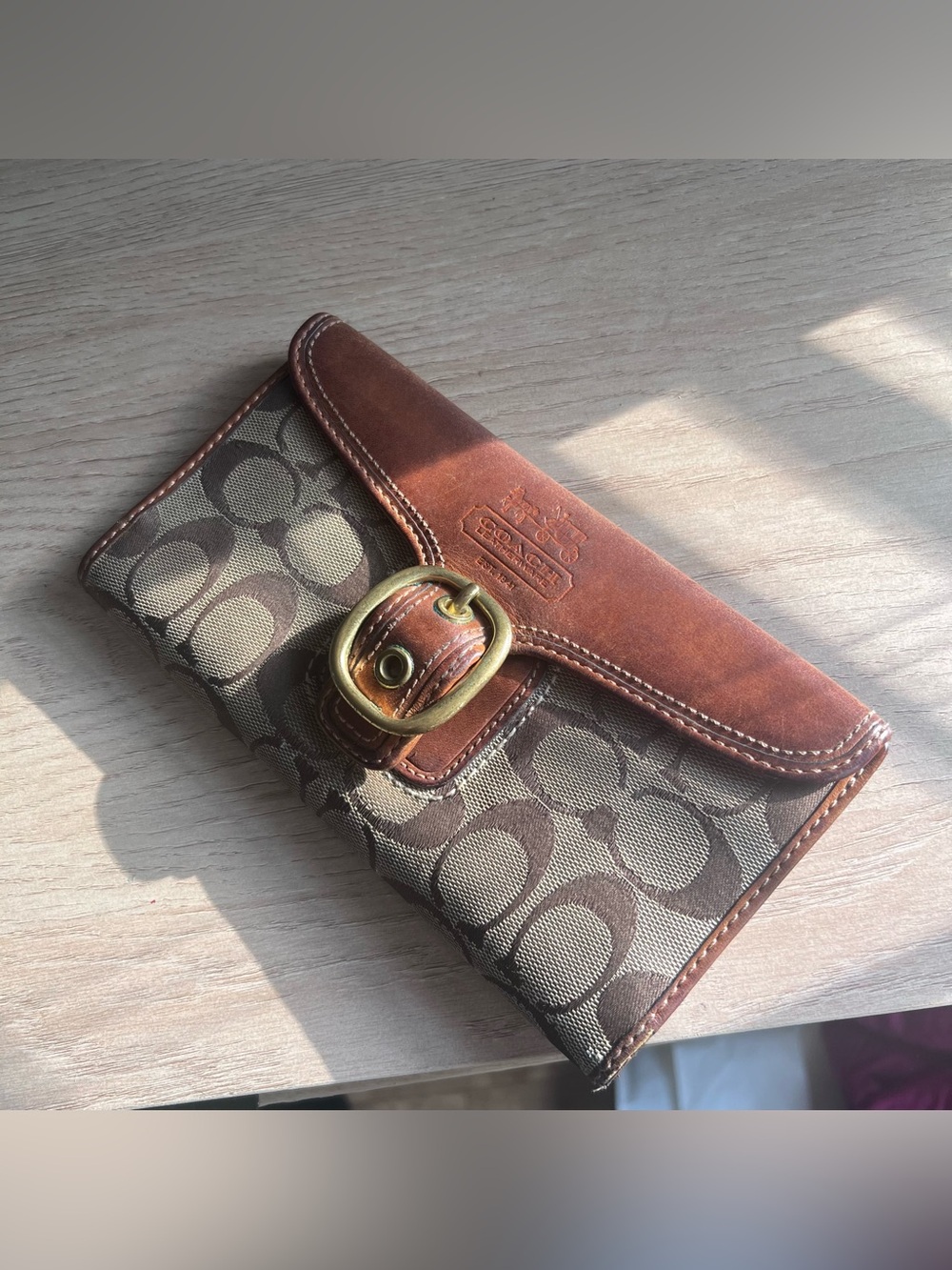 Coach Legacy Signature Brown Leather Buckle